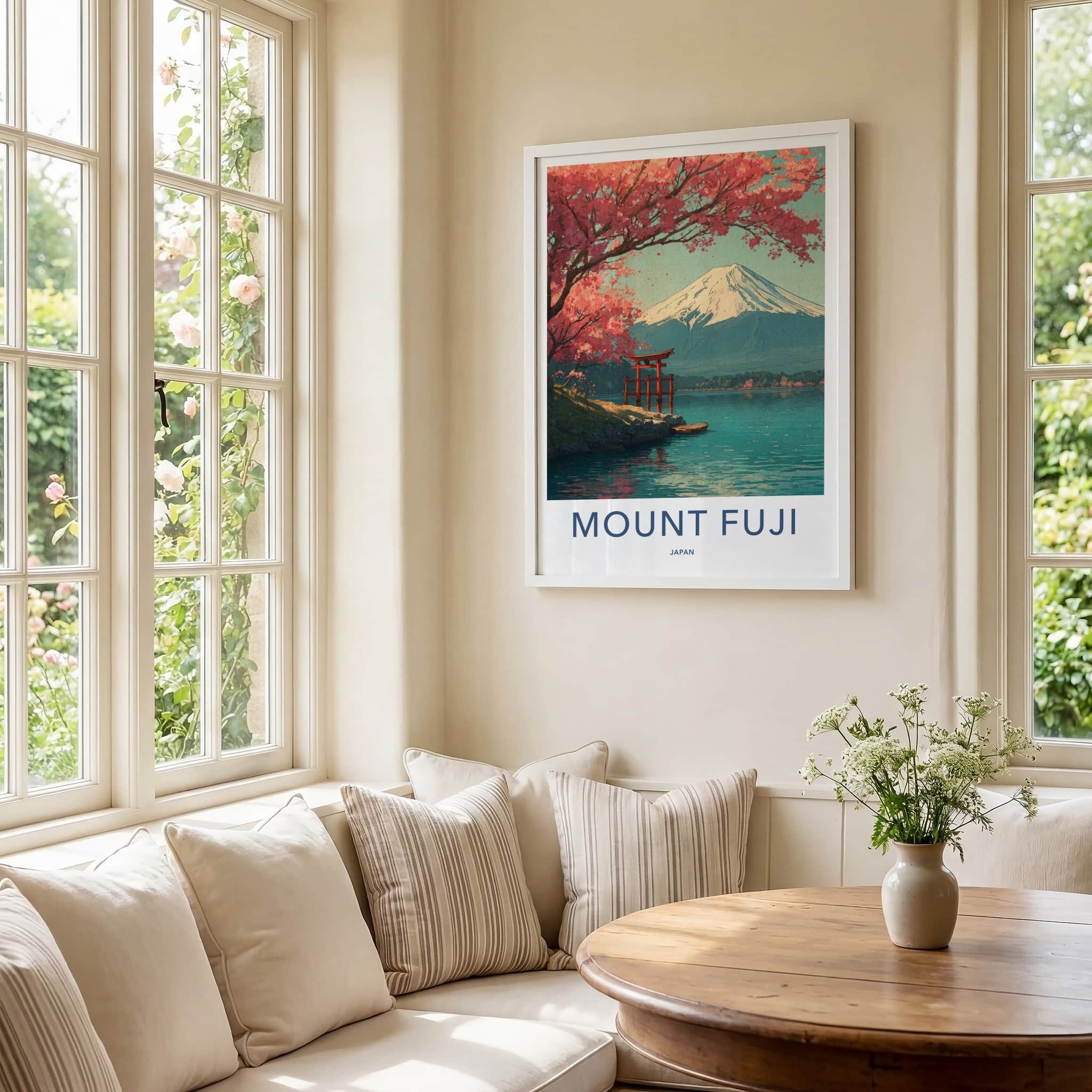 Mount Fuji Poster - Japan Travel Art - Cherry Blossom Torii Gallery Art
