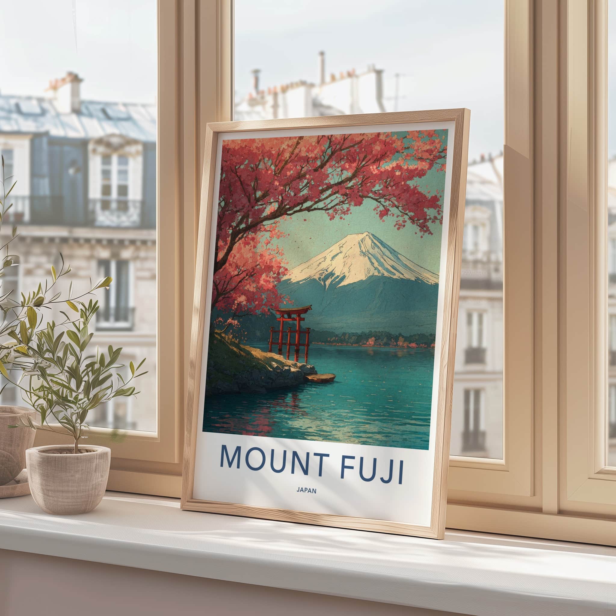 Mount Fuji Poster - Japan Travel Art - Cherry Blossom Torii Gallery Art