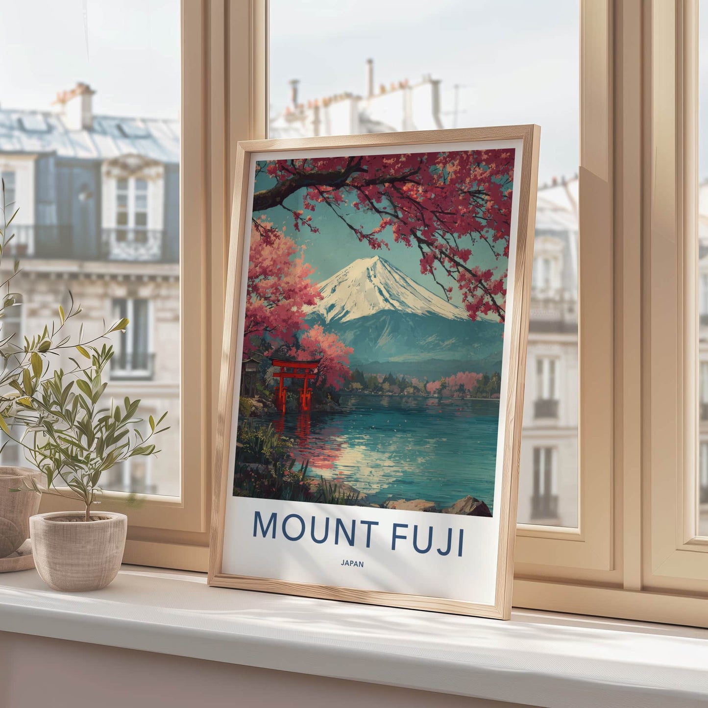 Mount Fuji Poster - Japan Travel Art - Cherry Blossom Torii Home Decor