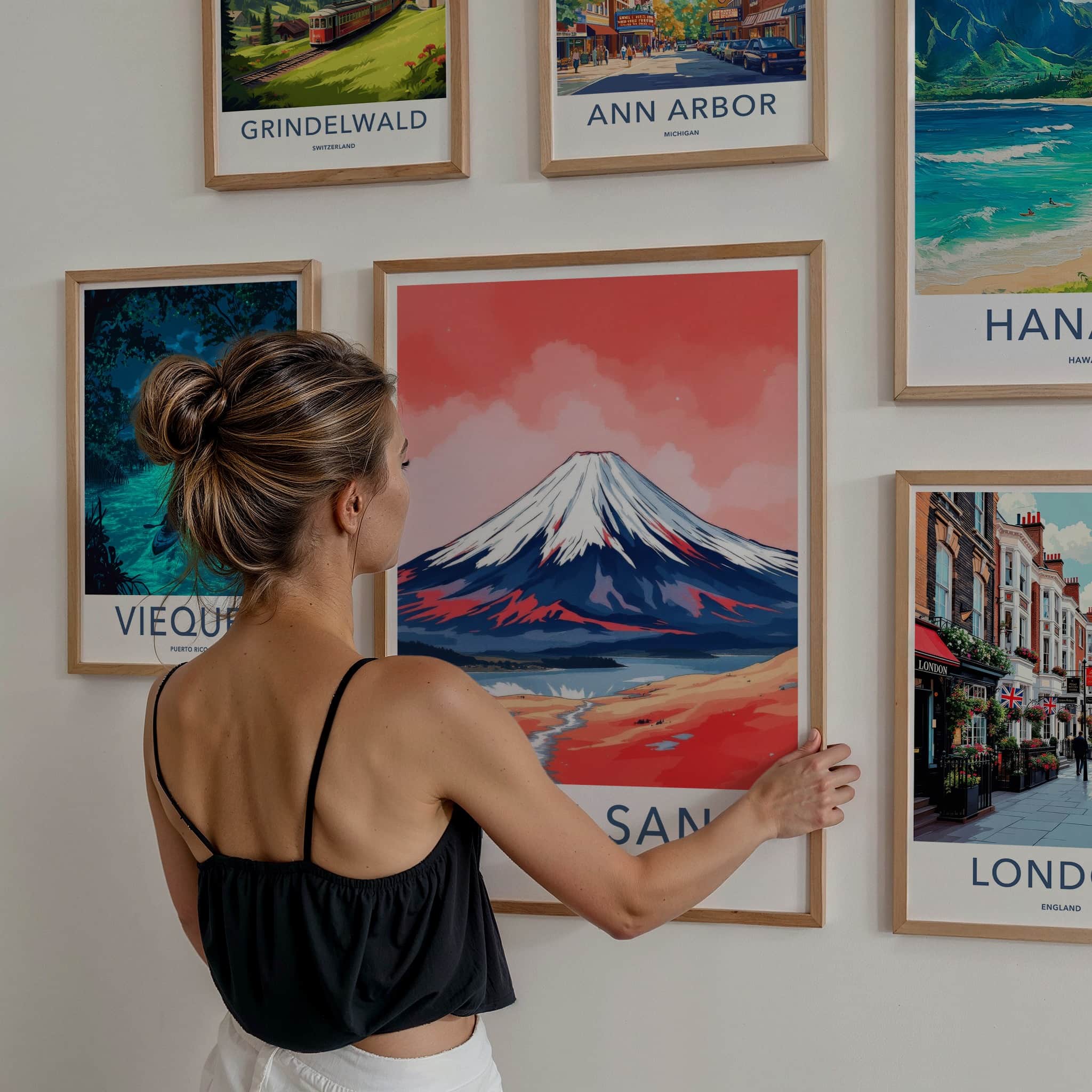 Mount Fuji Poster - Japan Travel Print - Red Sky Landscape Home Decor
