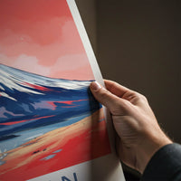 Mount Fuji Poster - Japan Travel Print - Red Sky Landscape Home Decor