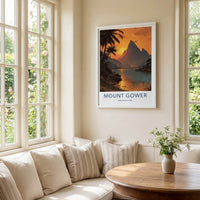 Mount Gower Lord Howe Island Poster - Australia Wall Art - Sunset Peak River Gift