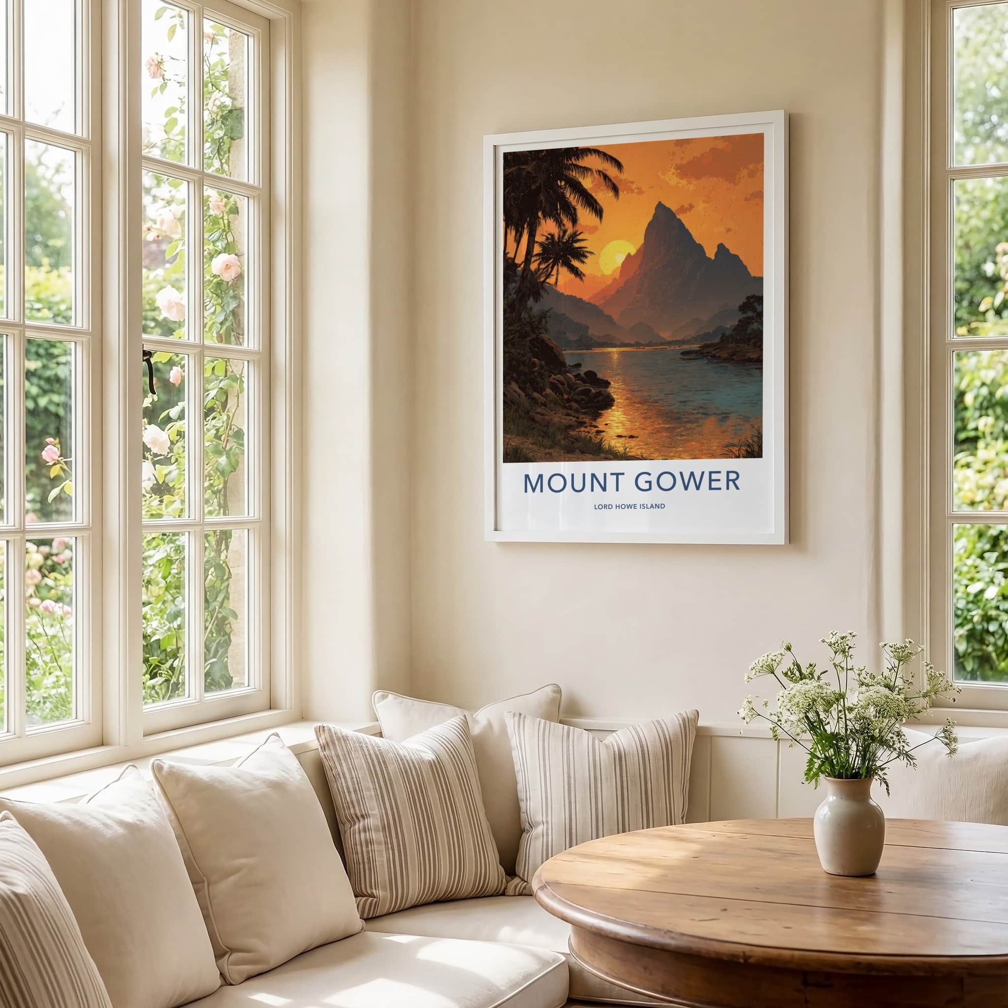 Mount Gower Lord Howe Island Poster - Australia Wall Art - Sunset Peak River Gift