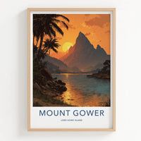 Mount Gower Lord Howe Island Poster - Australia Wall Art - Sunset Peak River Gift