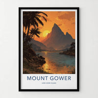 Mount Gower Lord Howe Island Poster - Australia Wall Art - Sunset Peak River Gift