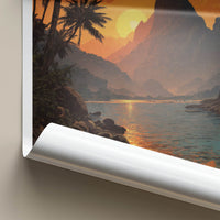 Mount Gower Lord Howe Island Poster - Australia Wall Art - Sunset Peak River Gift