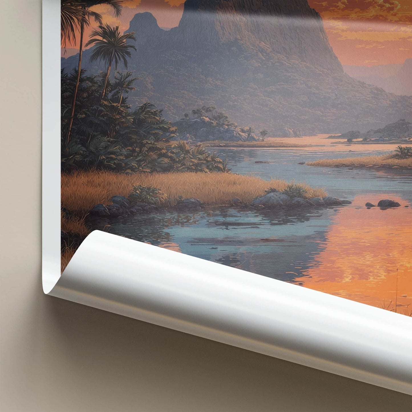 Mount Gower Poster - Australia Travel Art - Orange Sunset Reflection Home Decor