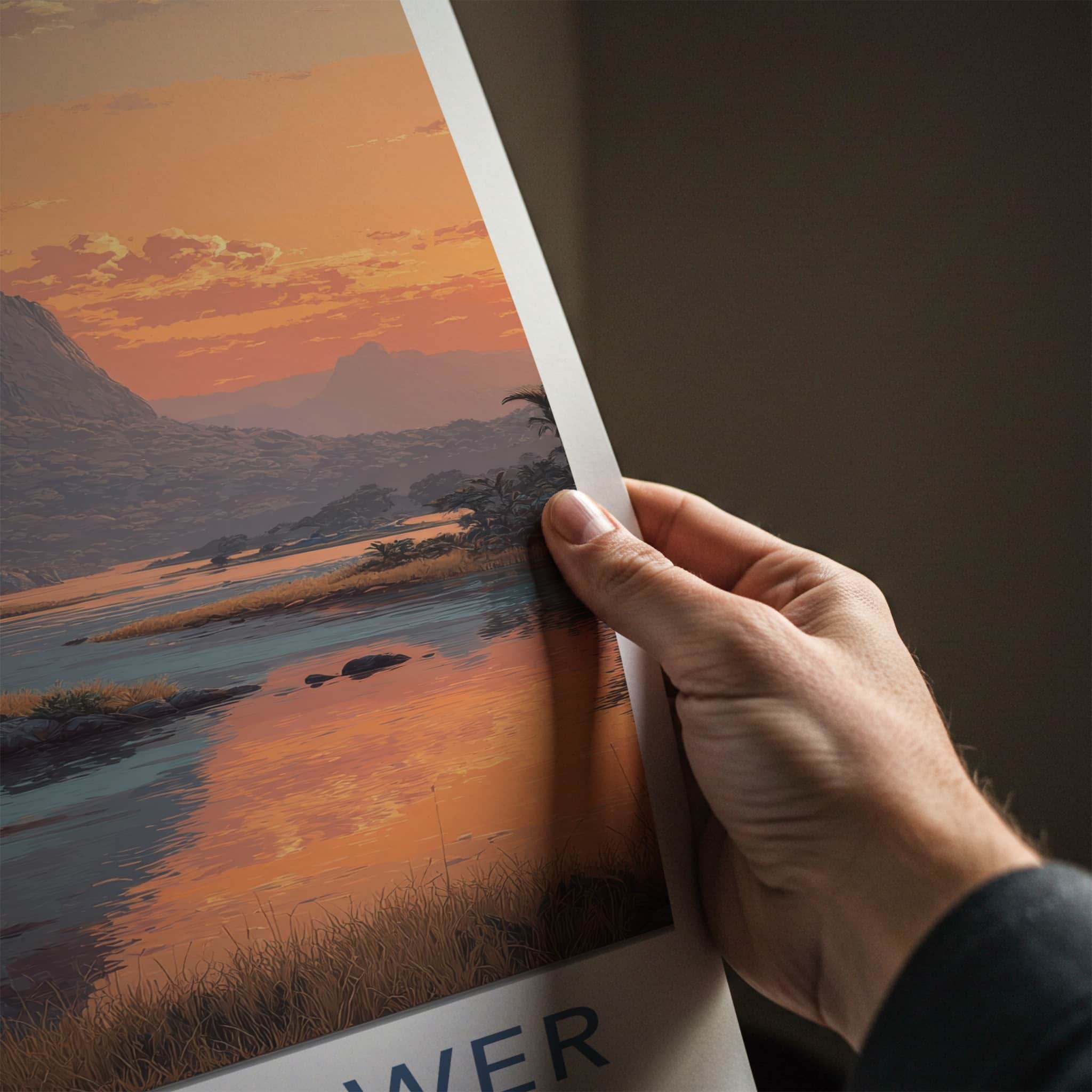 Mount Gower Poster - Australia Travel Art - Orange Sunset Reflection Home Decor