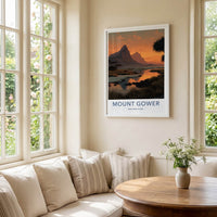 Mount Gower Poster - Australia Travel Art - Reflecting Orange Sky Home Decor