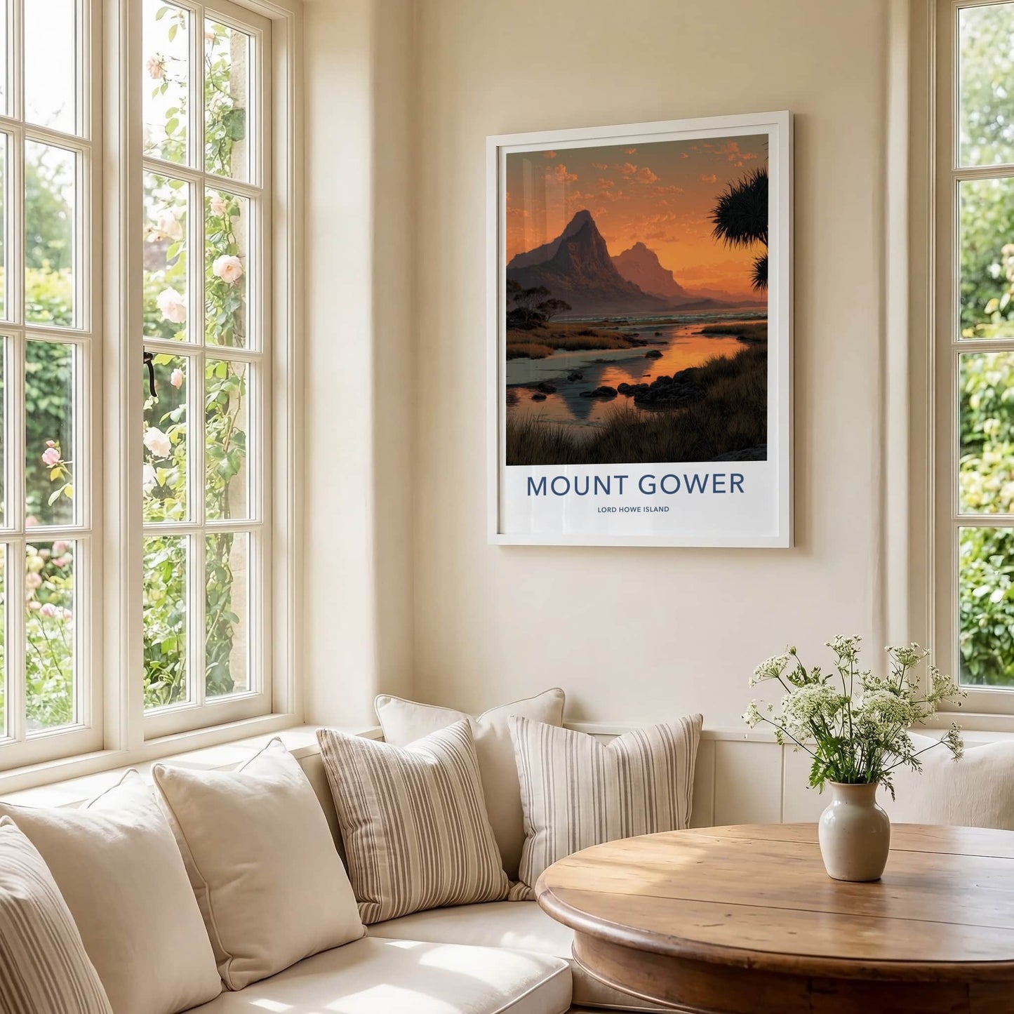 Mount Gower Poster - Australia Travel Art - Reflecting Orange Sky Home Decor
