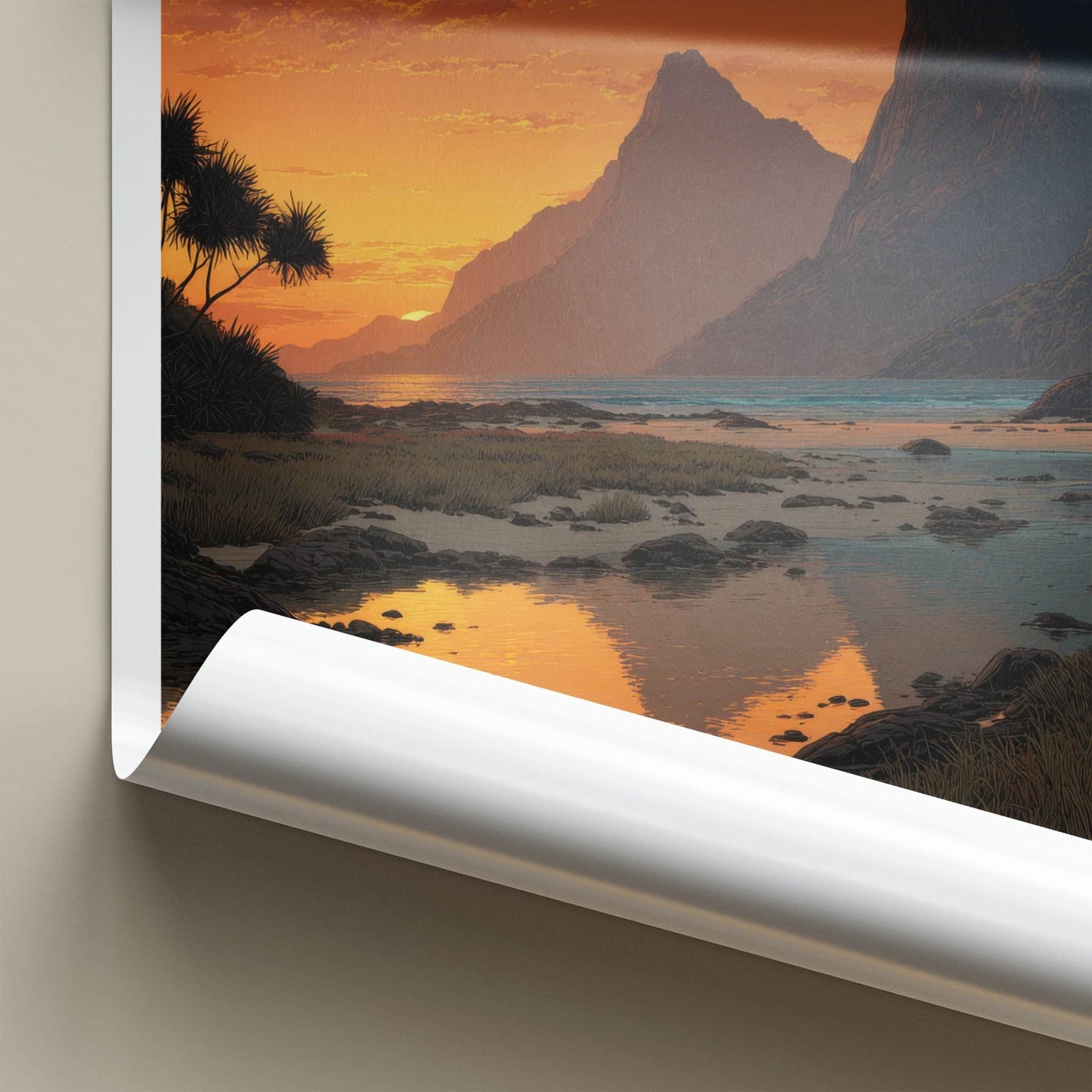 Mount Gower Poster - Australia Travel Art - Sunset Mountain Reflection Home Decor