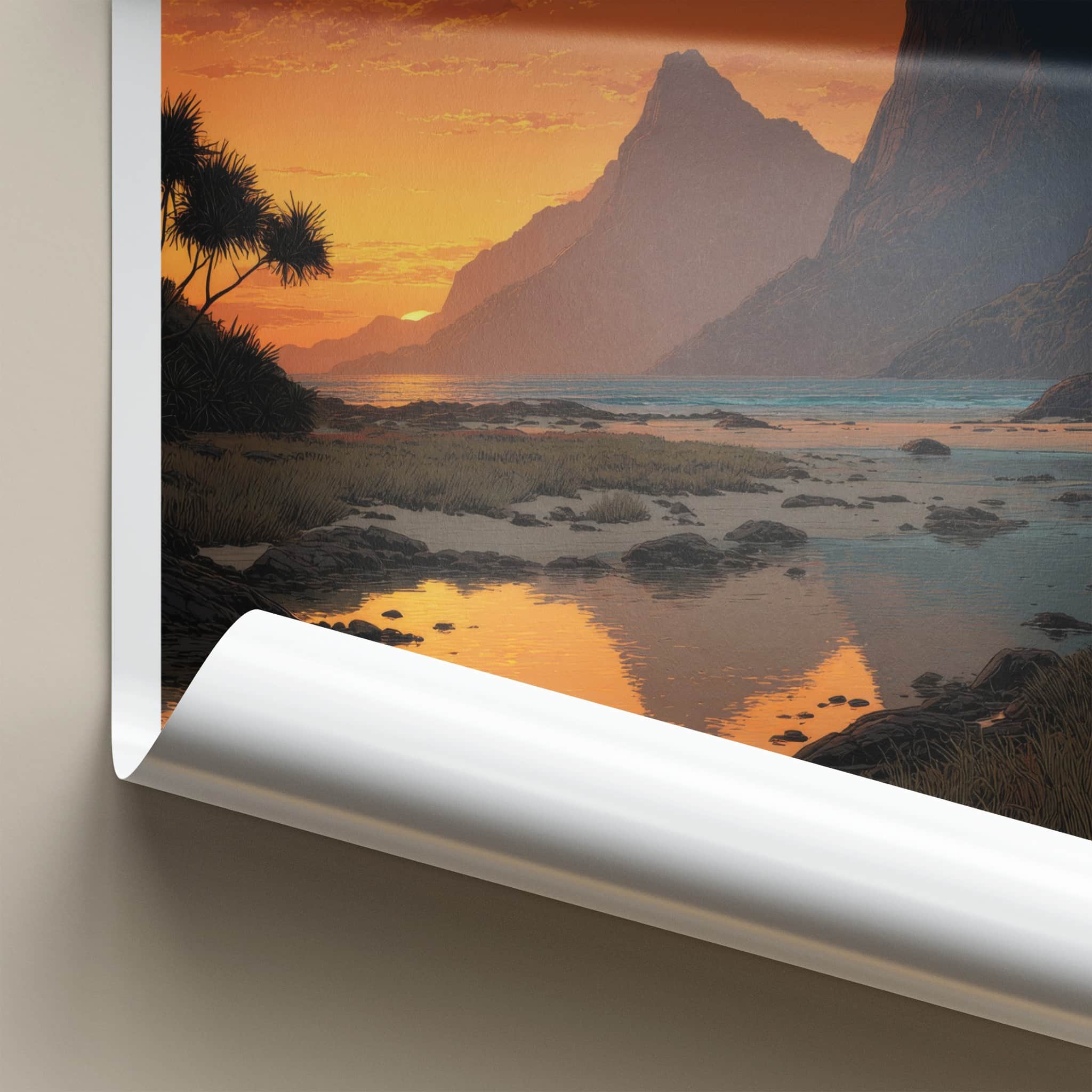 Mount Gower Poster - Australia Travel Art - Sunset Mountain Reflection Home Decor