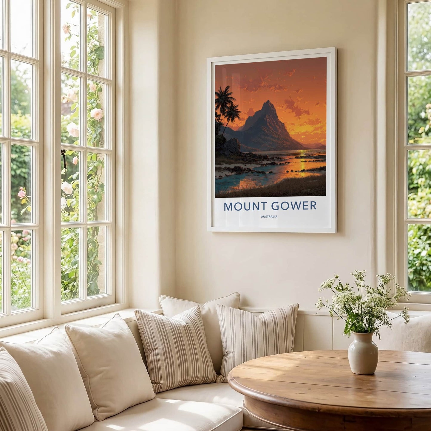 Mount Gower Poster - Australia Travel Art - Tropical Sunset Scene Wall Decor