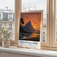 Mount Gower Poster - Australia Travel Art - Tropical Sunset Scene Wall Decor
