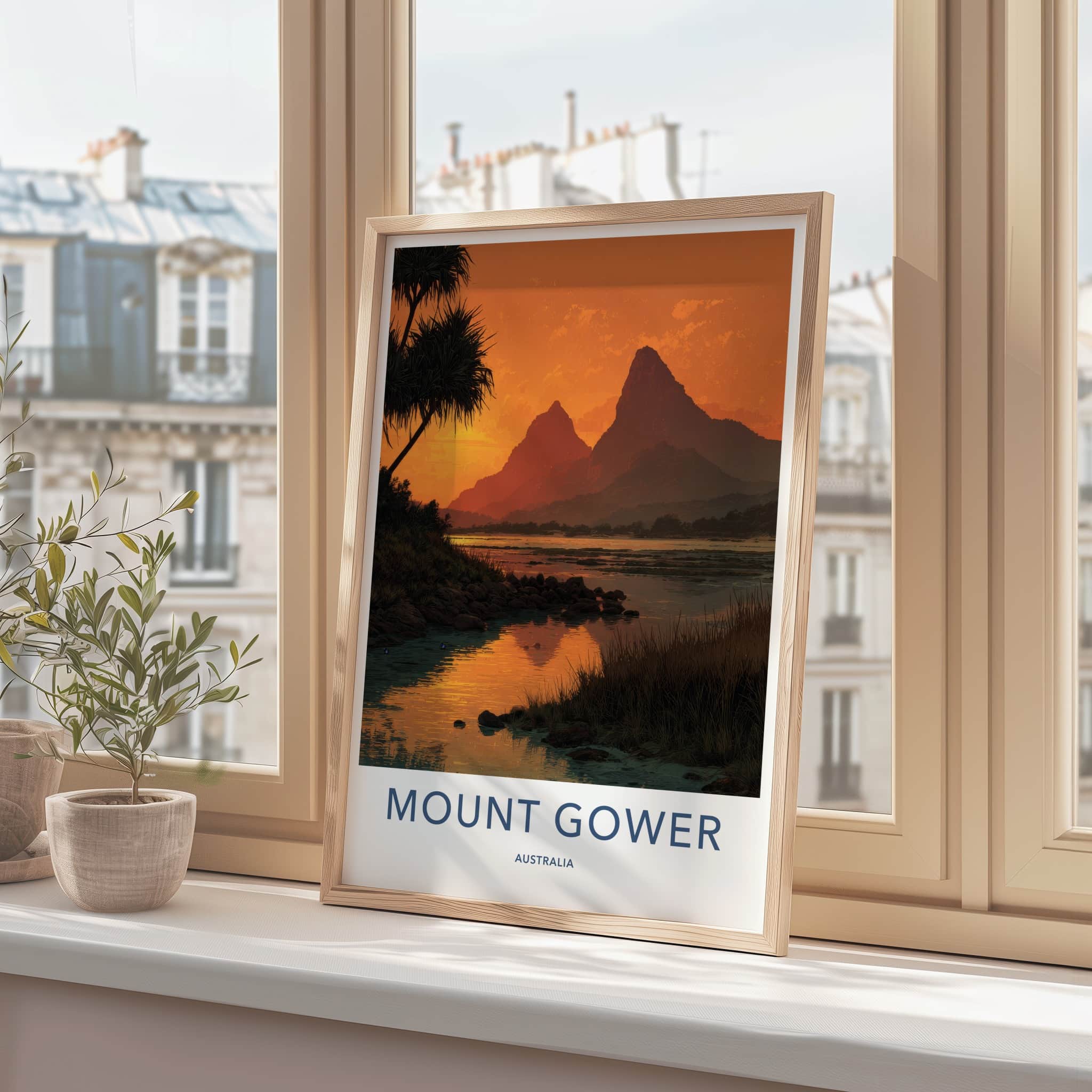Mount Gower Poster - Australia Travel Art - Vibrant Sunset Waters Home Decor