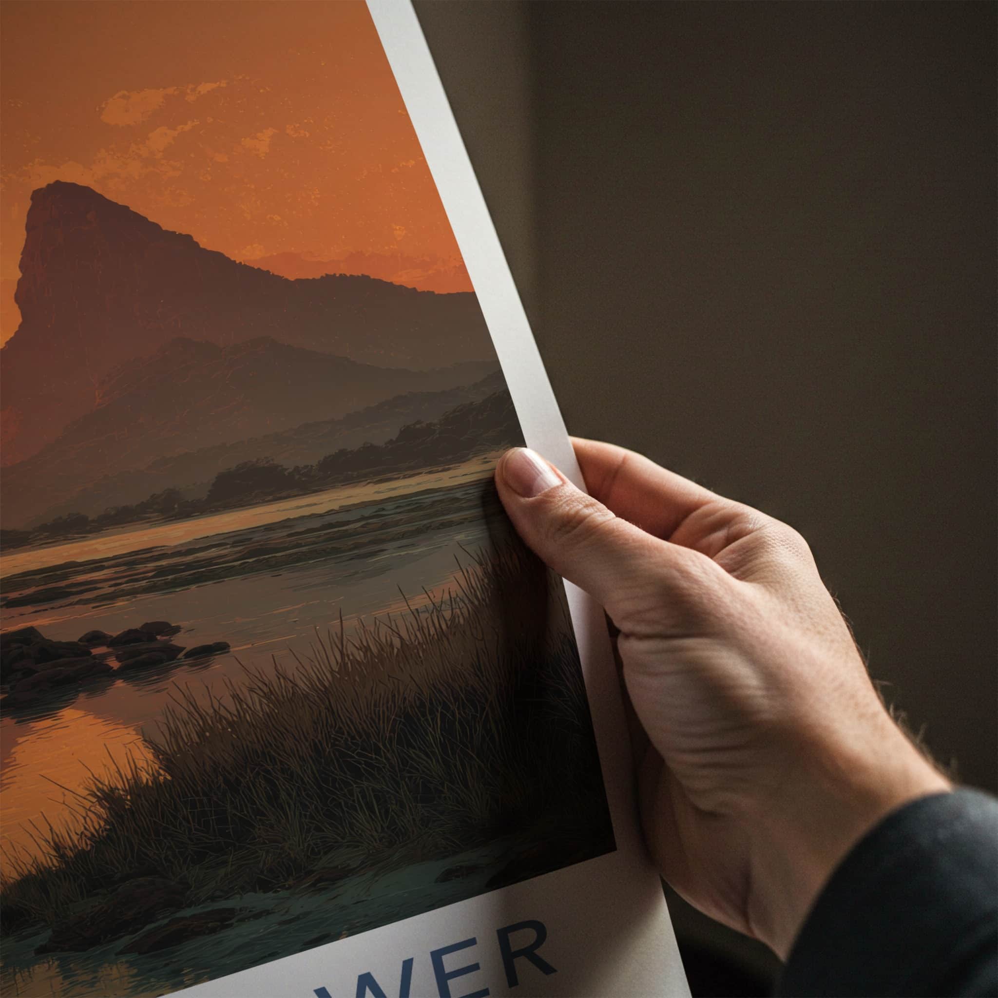 Mount Gower Poster - Australia Travel Art - Vibrant Sunset Waters Home Decor