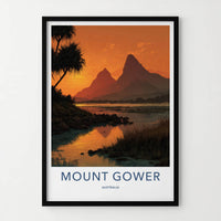 Mount Gower Poster - Australia Travel Art - Vibrant Sunset Waters Home Decor