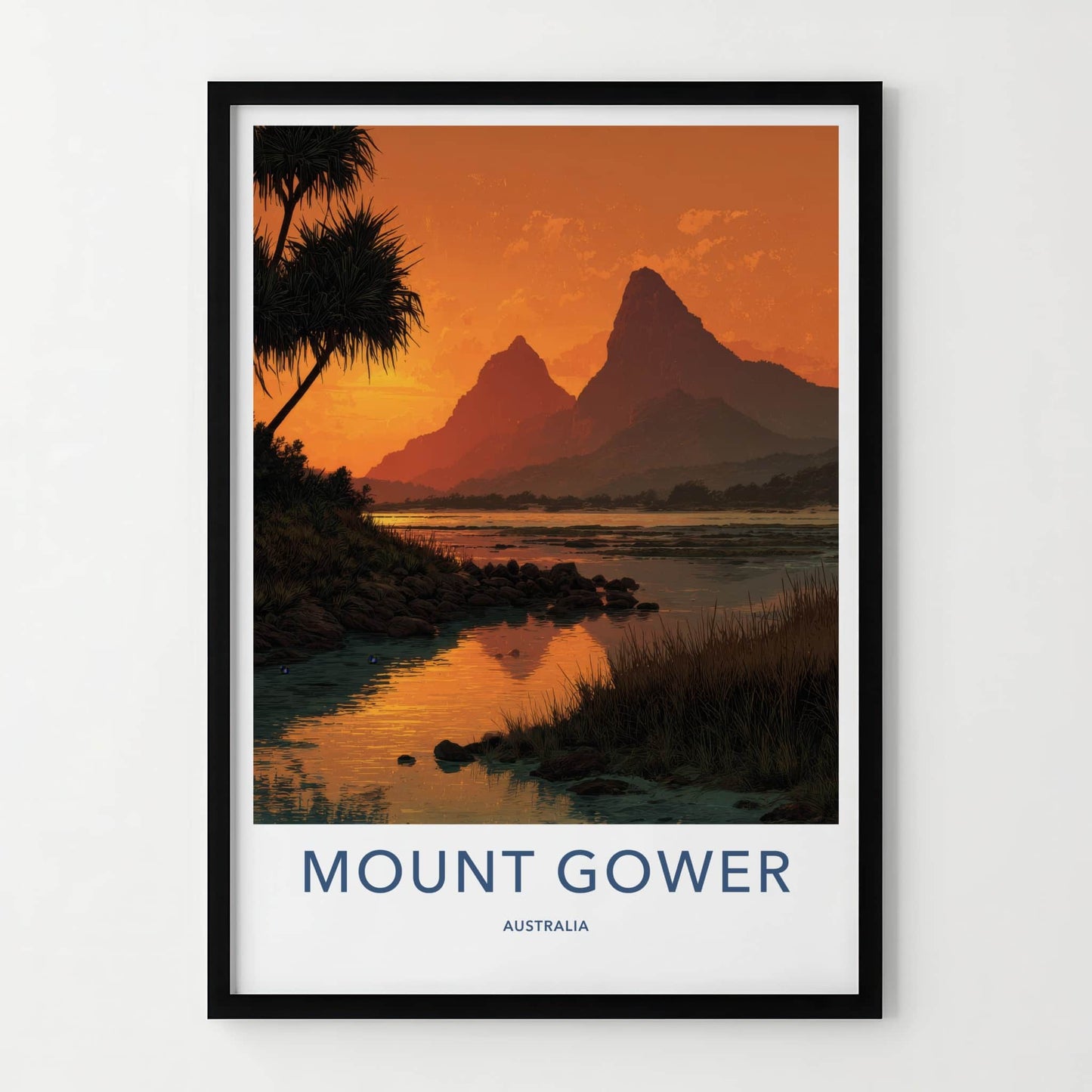 Mount Gower Poster - Australia Travel Art - Vibrant Sunset Waters Home Decor
