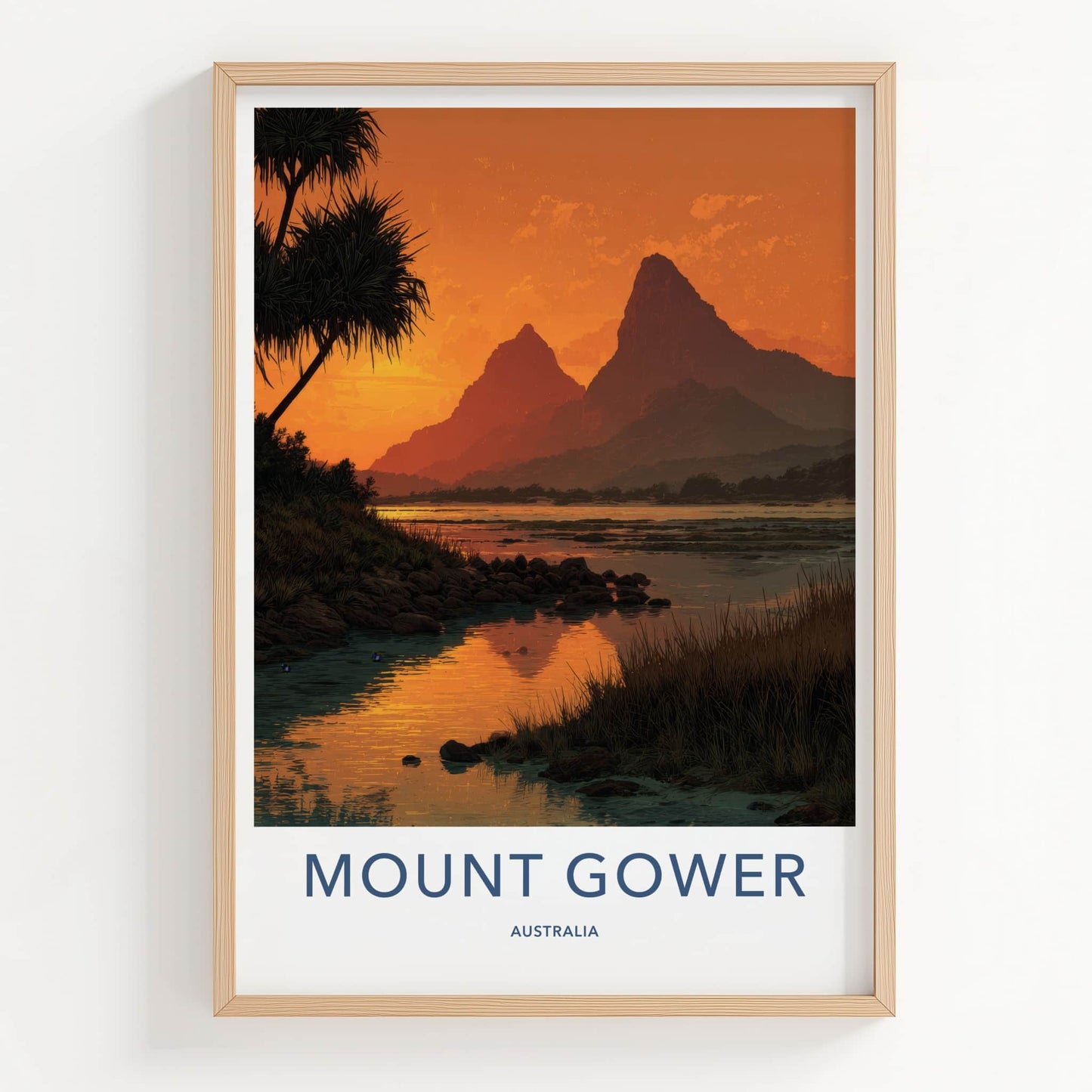 Mount Gower Poster - Australia Travel Art - Vibrant Sunset Waters Home Decor