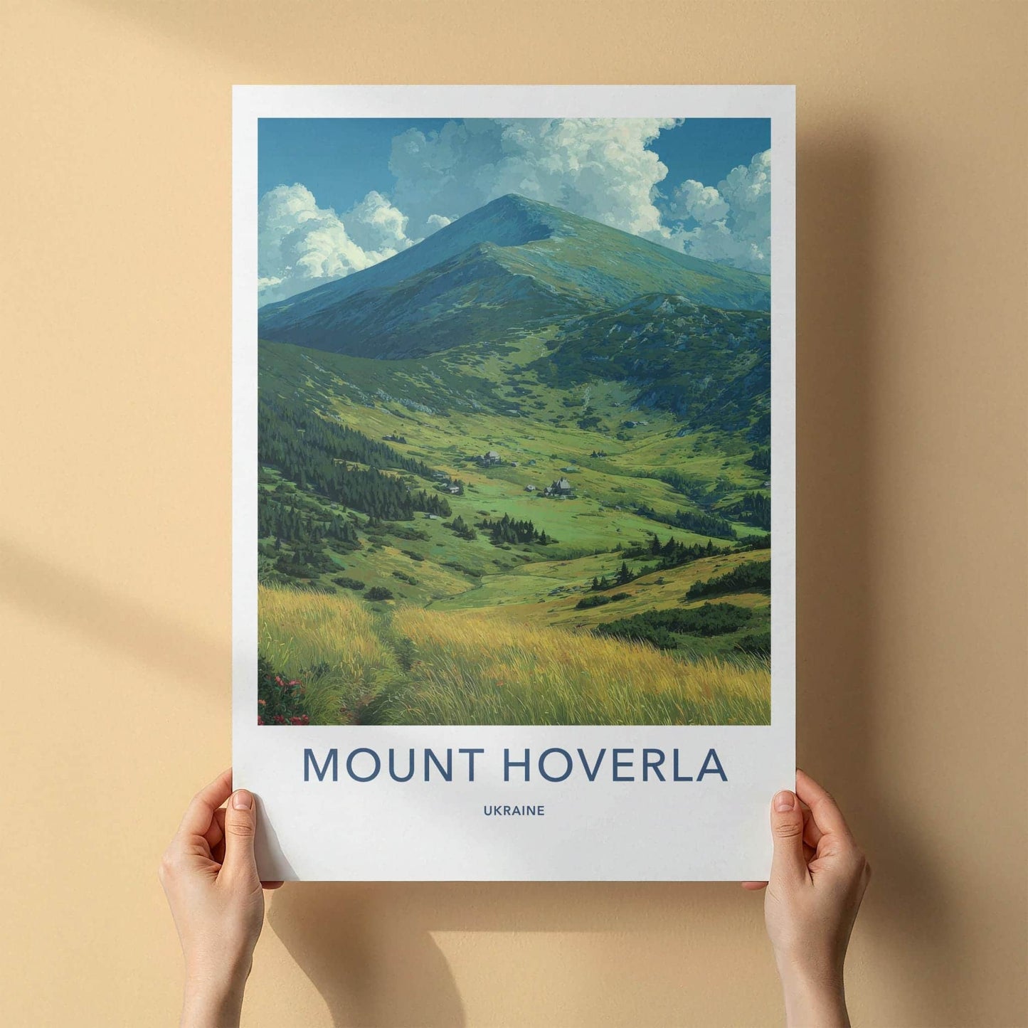 Mount Hoverla Poster - Ukraine Travel Art - Grassy Mountain Valley Home Decor