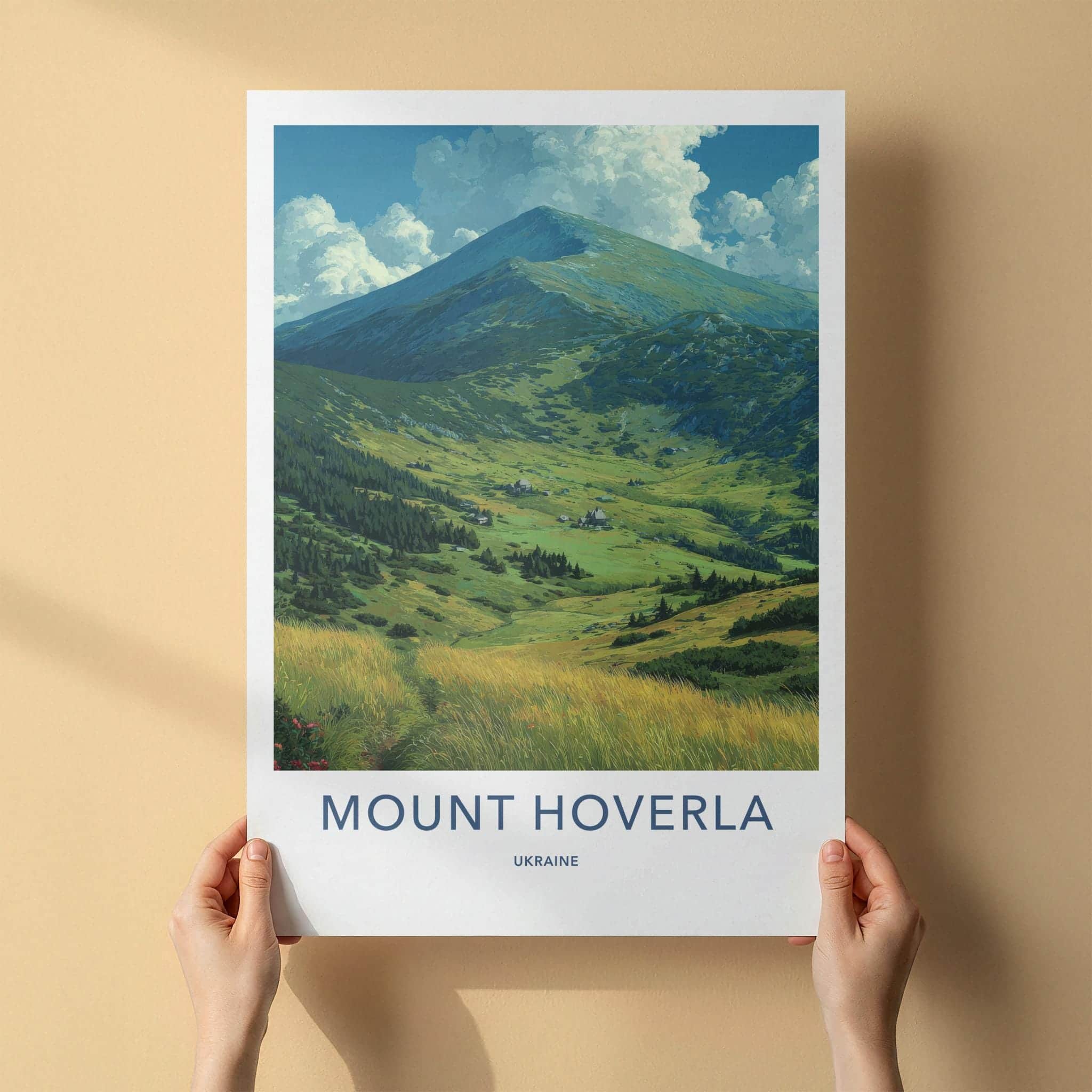 Mount Hoverla Poster - Ukraine Travel Art - Grassy Mountain Valley Home Decor