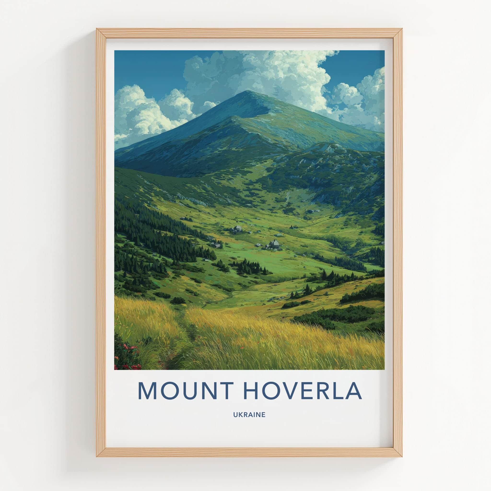 Mount Hoverla Poster - Ukraine Travel Art - Grassy Mountain Valley Home Decor