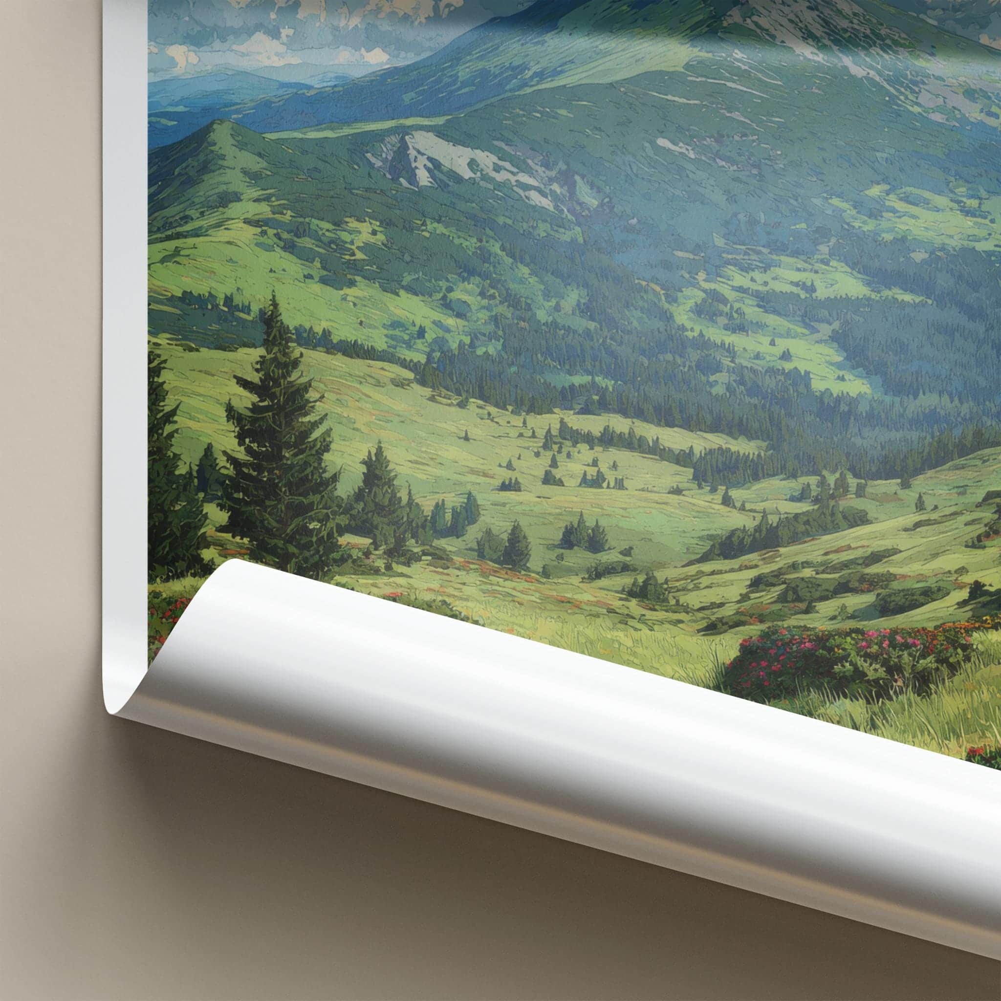Mount Hoverla Poster - Ukraine Travel Art - Green Mountain Cloudscape Home Decor