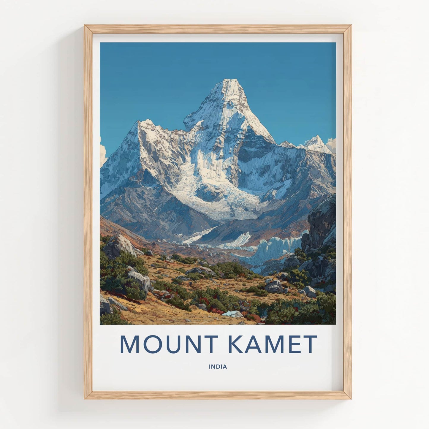 Mount Kamet Poster - India Framed Art - Snowcapped Peak Glacier Wall Decor