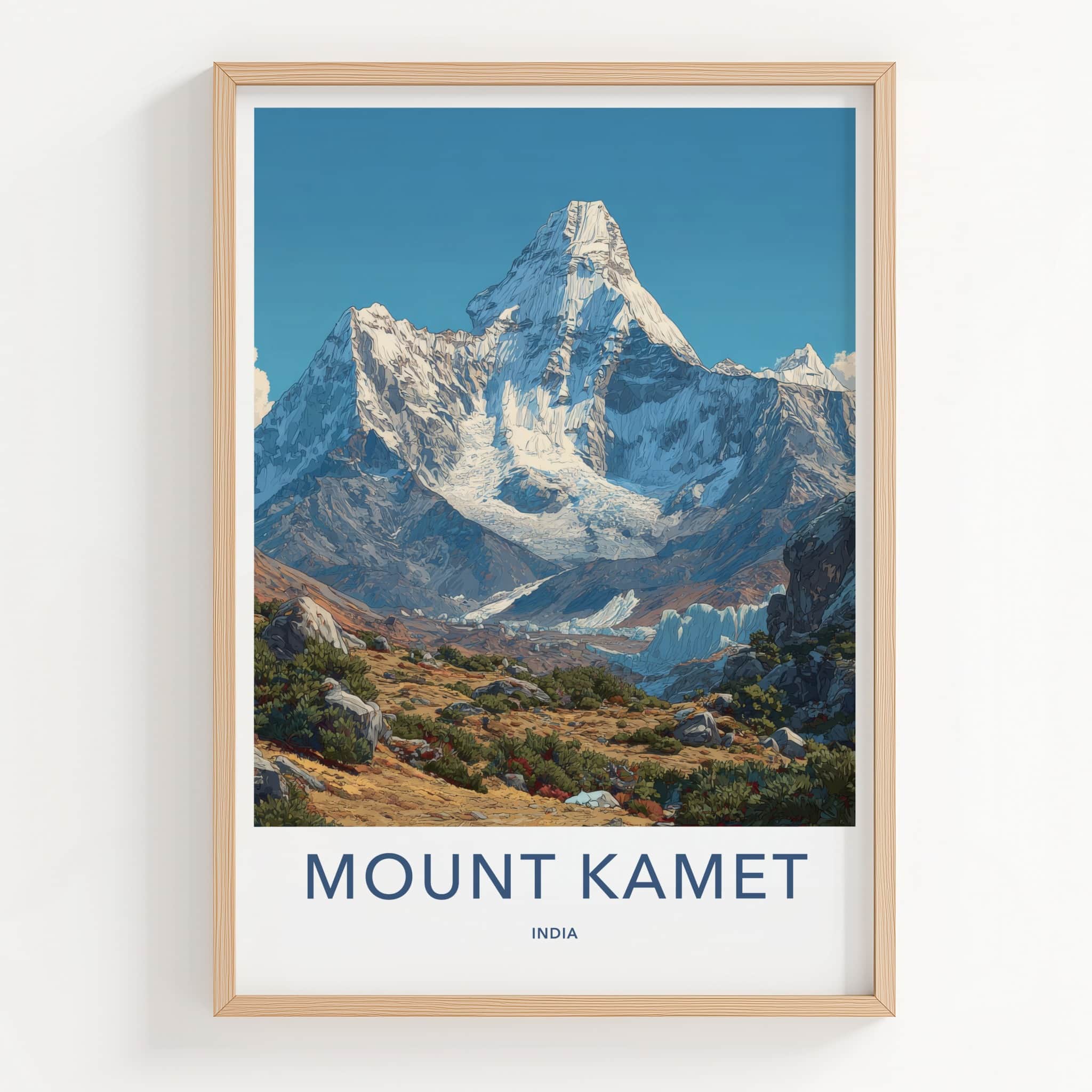 Mount Kamet Poster - India Framed Art - Snowcapped Peak Glacier Wall Decor