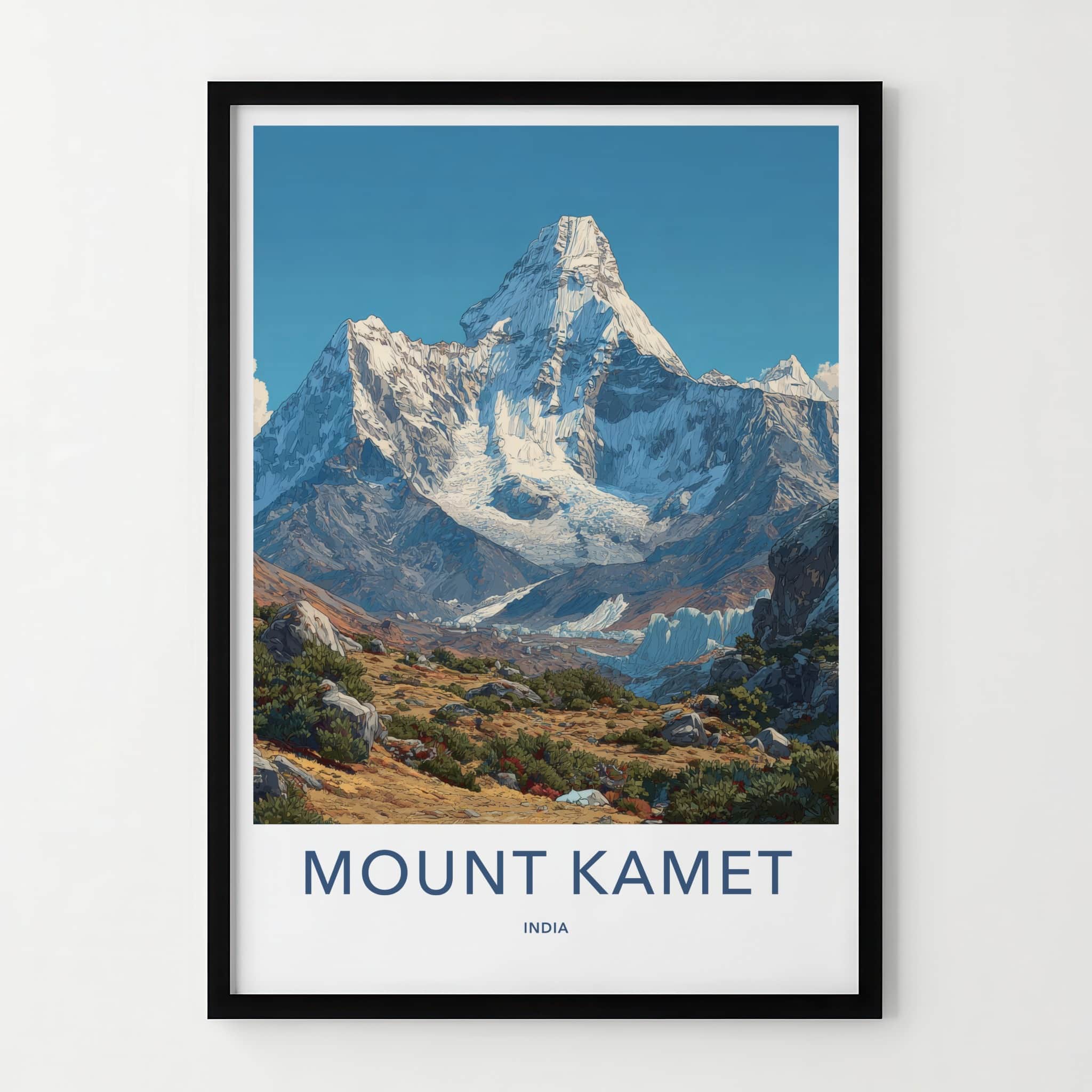 Mount Kamet Poster - India Framed Art - Snowcapped Peak Glacier Wall Decor
