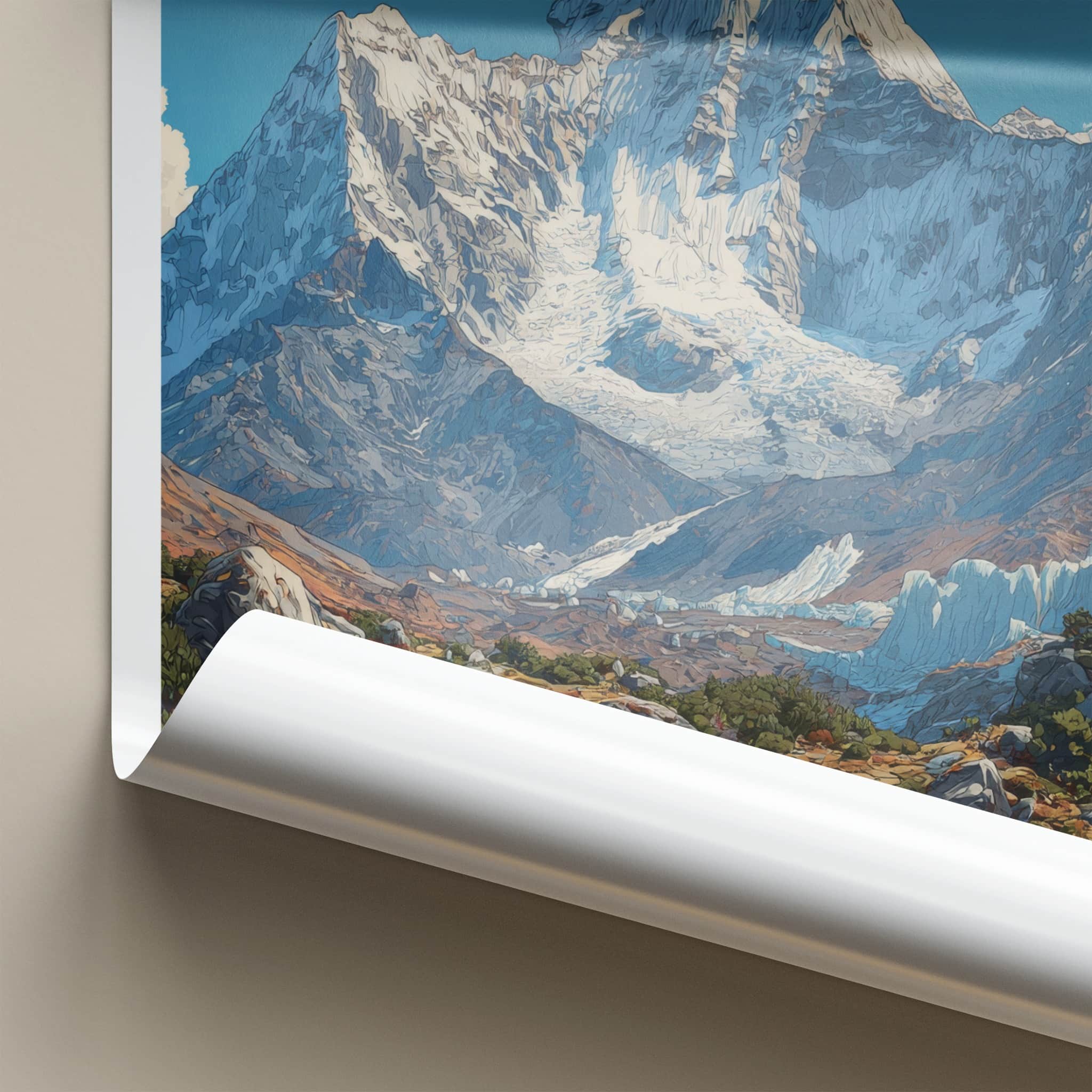 Mount Kamet Poster - India Framed Art - Snowcapped Peak Glacier Wall Decor