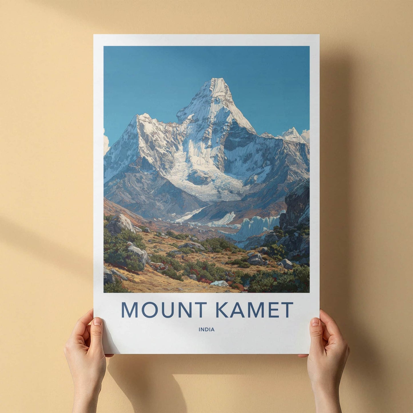 Mount Kamet Poster - India Framed Art - Snowcapped Peak Glacier Wall Decor