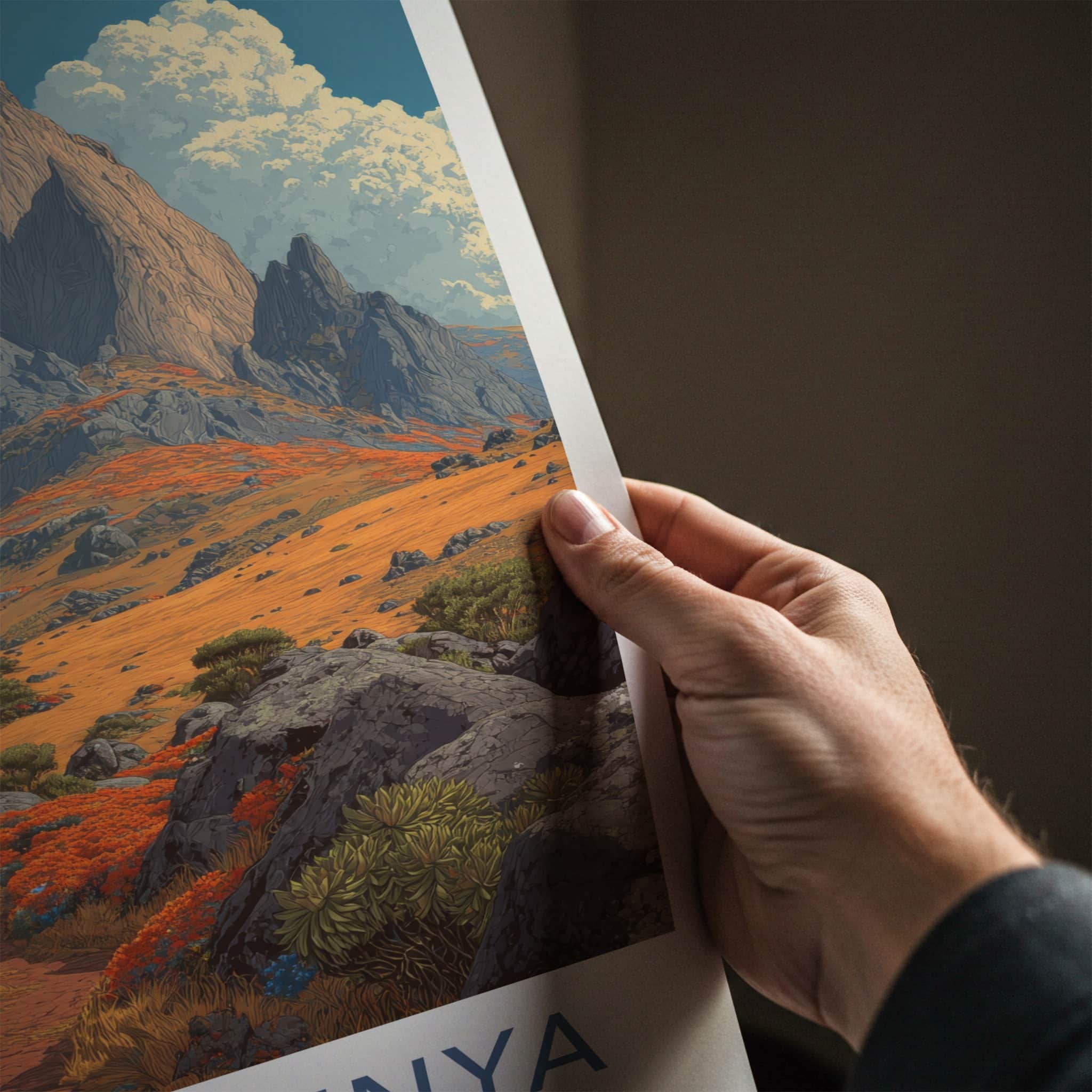 Mount Kenya Poster - Kenya Travel Art - Rocky Mountain Path Home Decor
