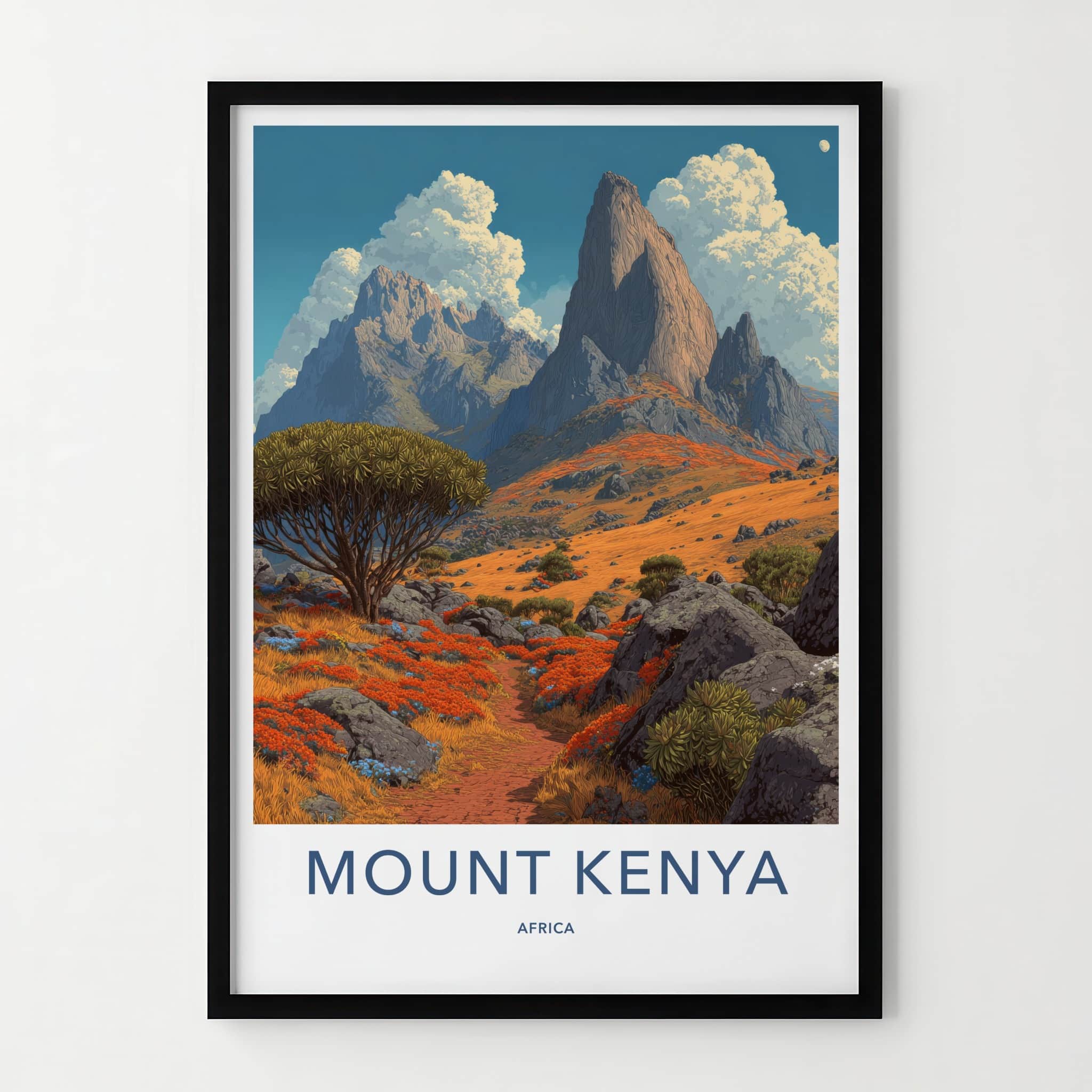 Mount Kenya Poster - Kenya Travel Art - Rocky Mountain Path Home Decor
