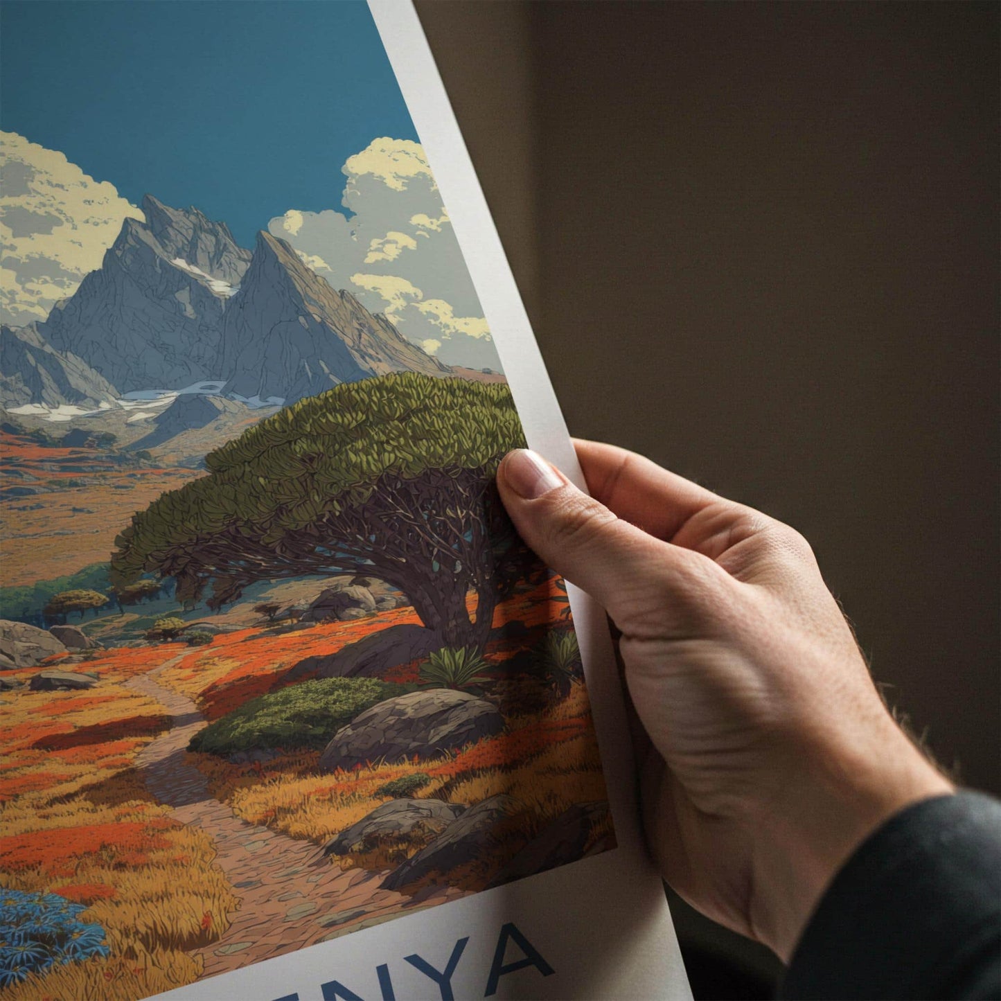 MOUNT KENYA Poster - Kenya Travel Art - Rocky Mountain Pathway Home Decor