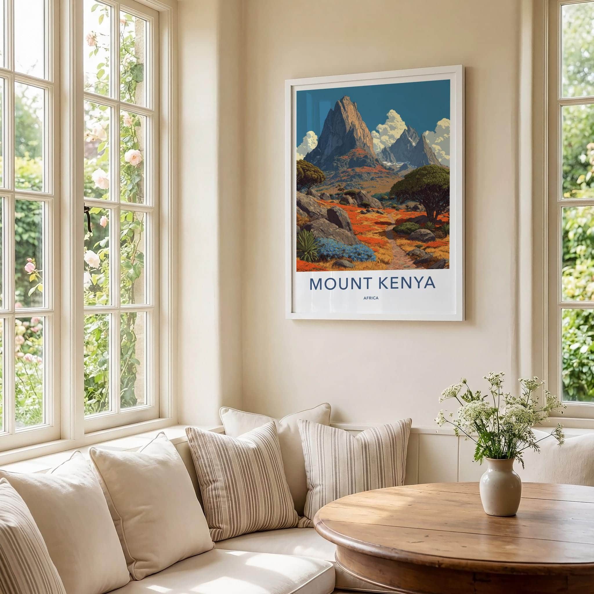 MOUNT KENYA Poster - Kenya Travel Art - Rocky Mountain Pathway Home Decor