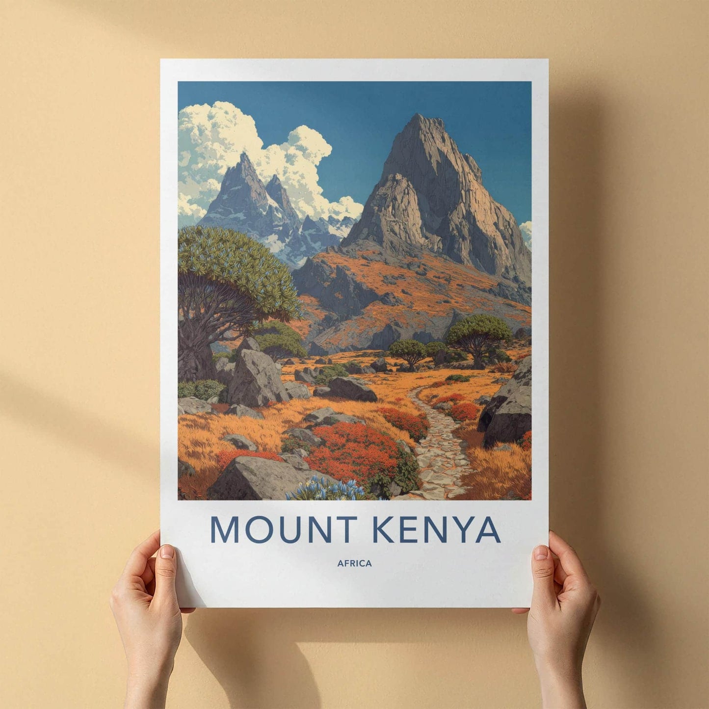 Mount Kenya Poster - Kenya Travel Art - Scenic Mountain Path Home Decor