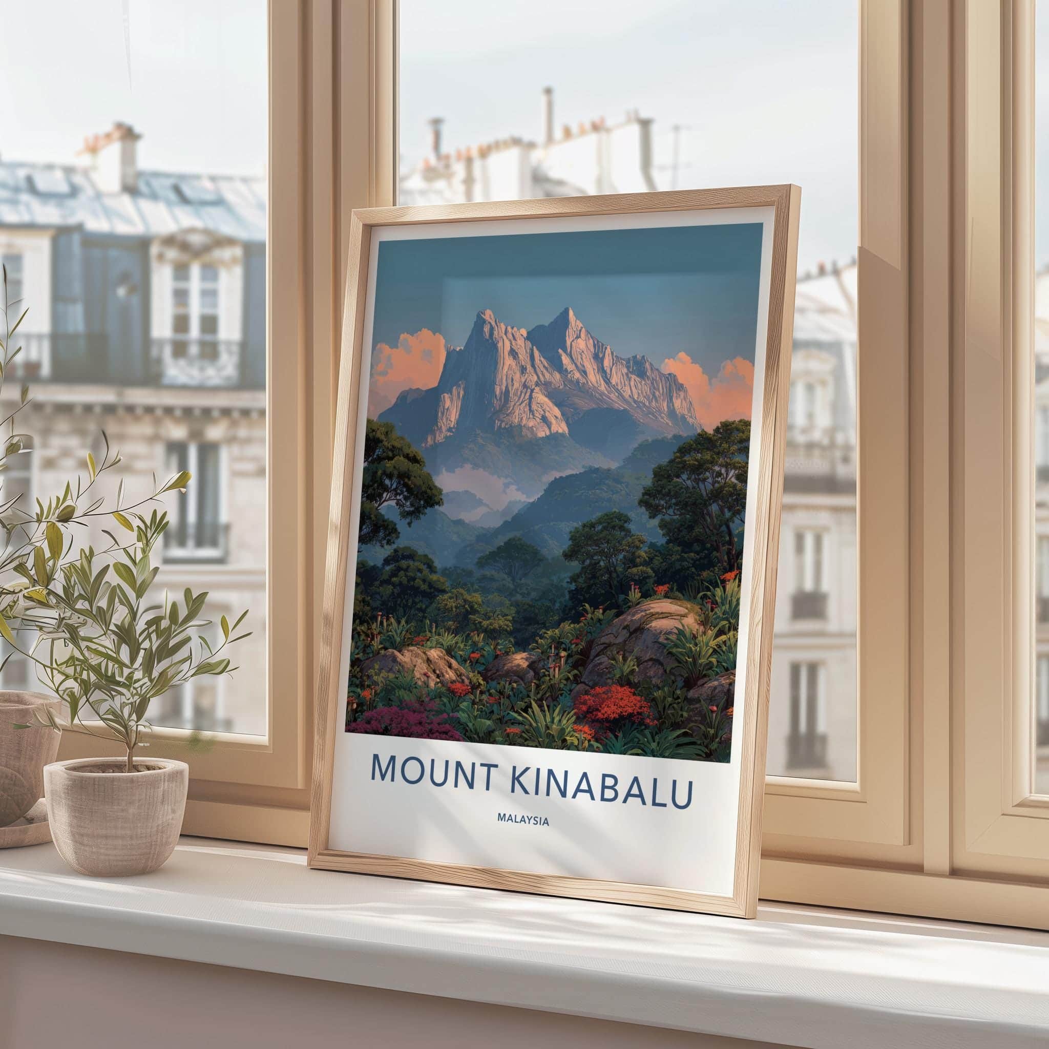Mount Kinabalu Poster - Malaysia Travel Art - Lush mountain landscape Home Decor