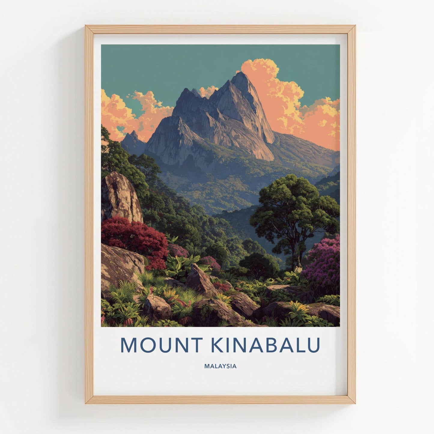 Mount Kinabalu Poster - Malaysia Travel Art - Majestic Mountain View Wall Decor