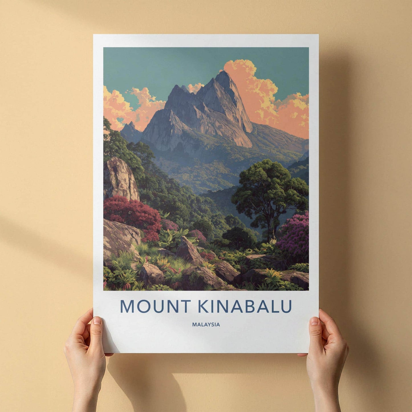 Mount Kinabalu Poster - Malaysia Travel Art - Majestic Mountain View Wall Decor