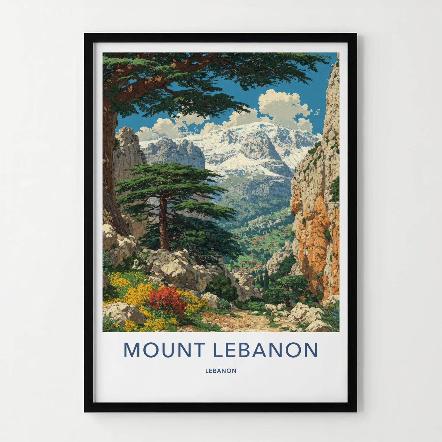 Mount Lebanon Poster - Lebanon Travel Art - Snowy Peaks Cedars Home Decor