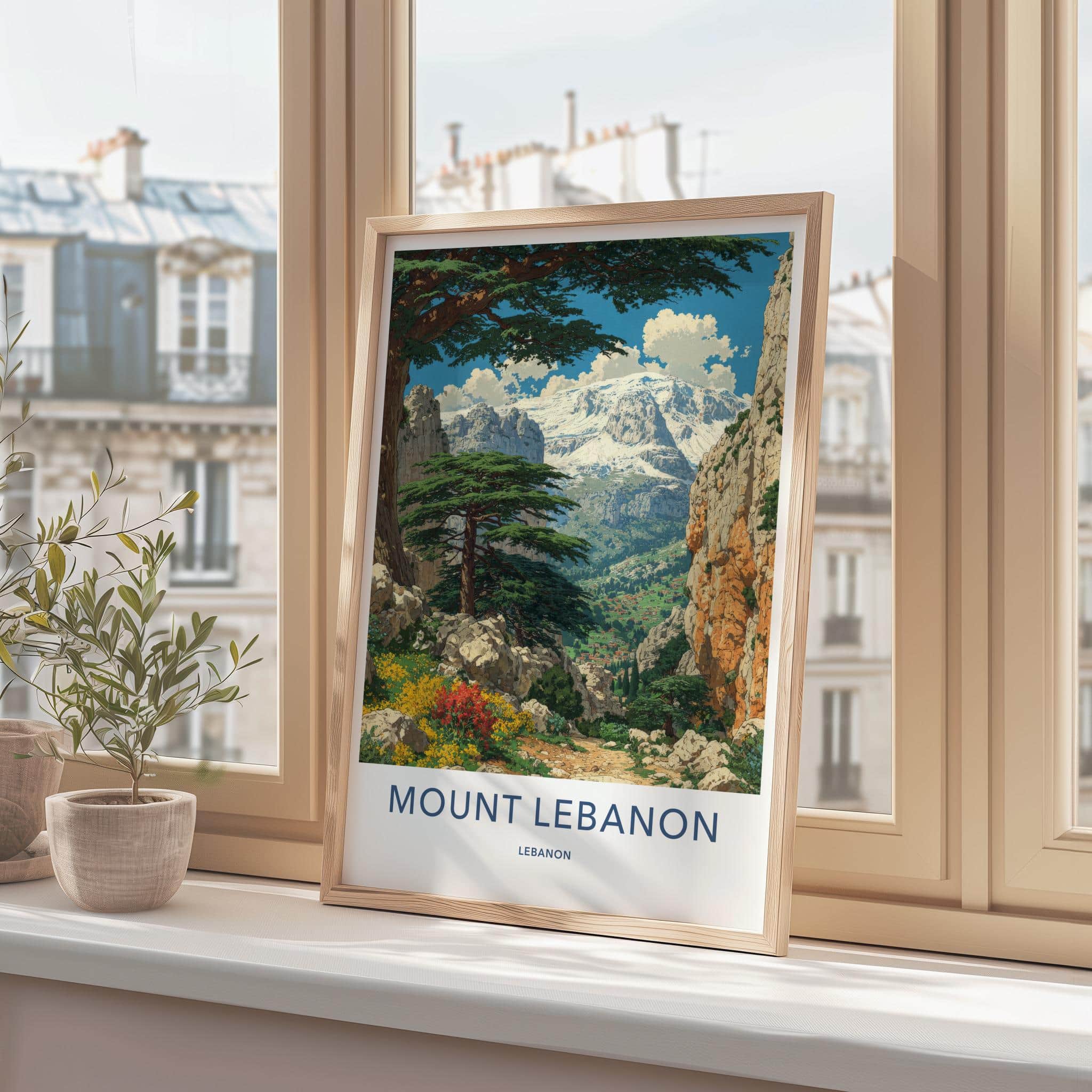 Mount Lebanon Poster - Lebanon Travel Art - Snowy Peaks Cedars Home Decor