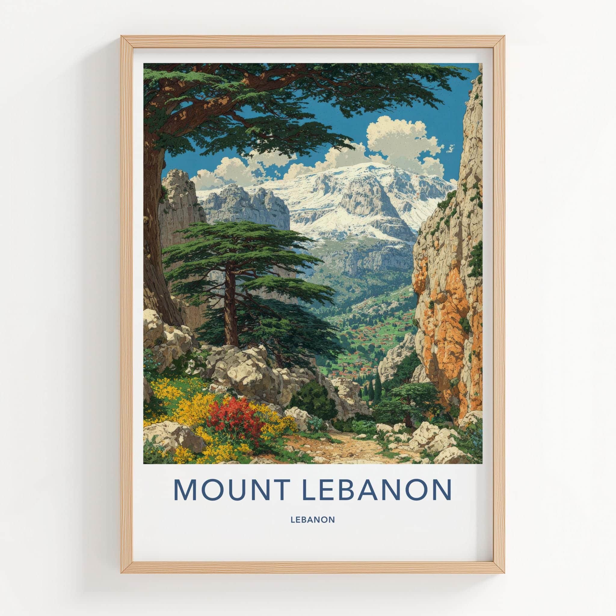 Mount Lebanon Poster - Lebanon Travel Art - Snowy Peaks Cedars Home Decor