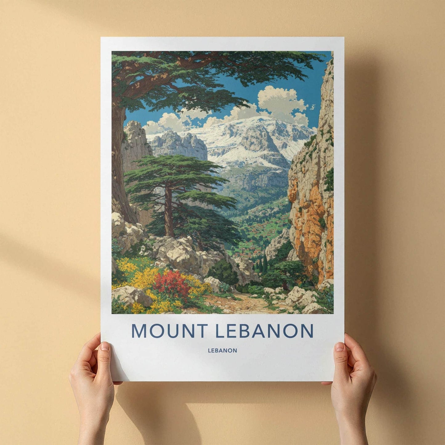 Mount Lebanon Poster - Lebanon Travel Art - Snowy Peaks Cedars Home Decor
