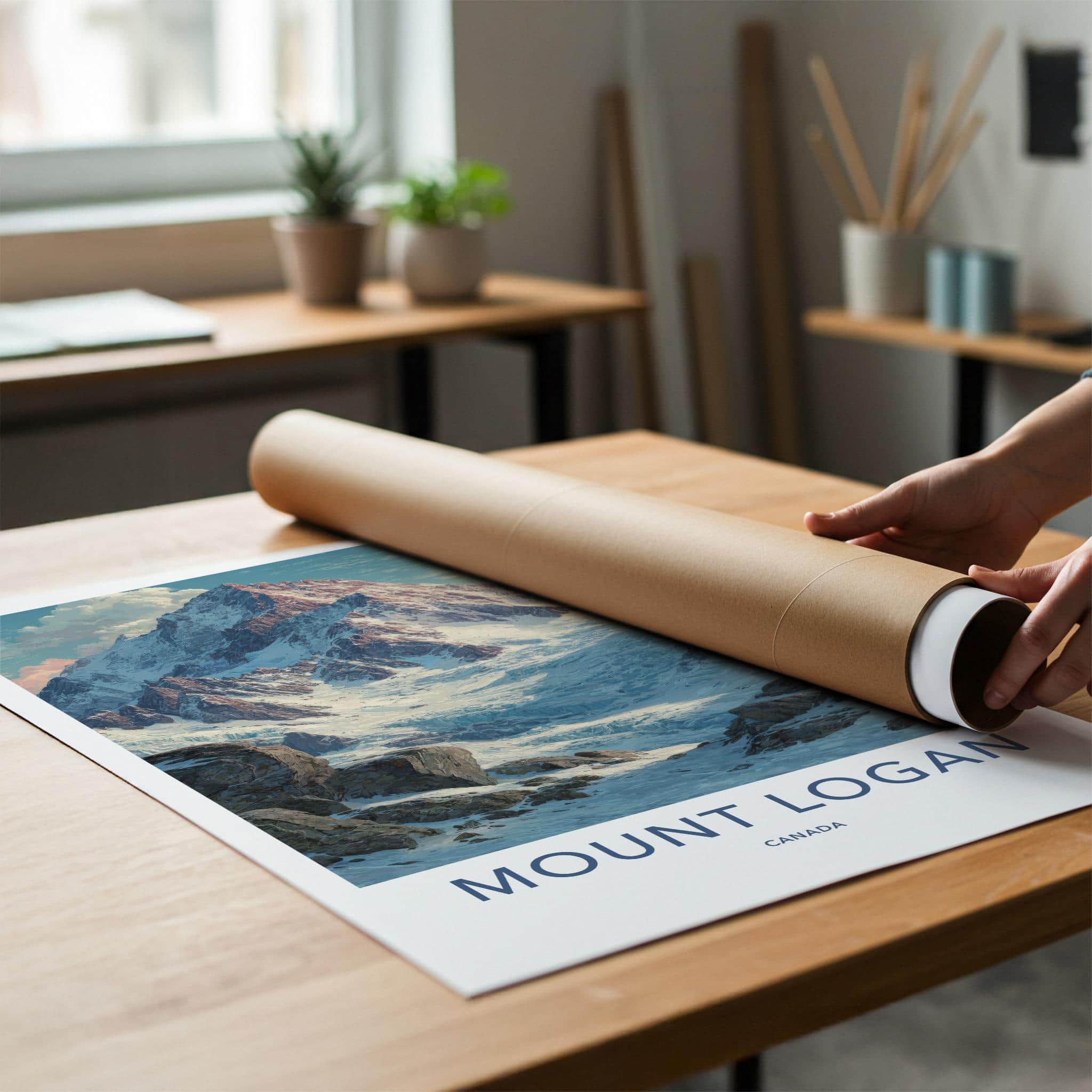 Mount Logan Poster - Canada Travel Art - Massive Snow Glacier Wall Decor