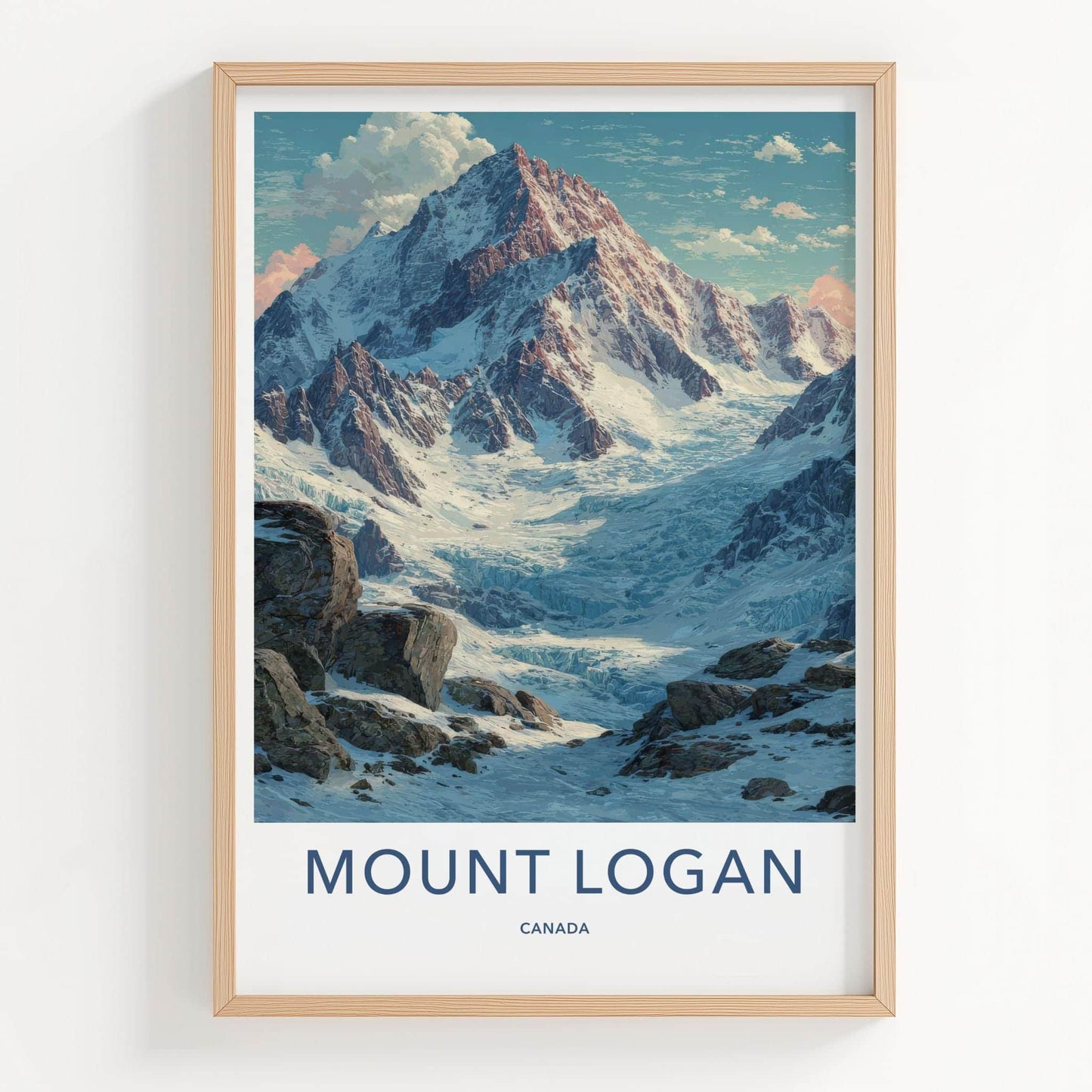 Mount Logan Poster - Canada Travel Art - Massive Snow Glacier Wall Decor