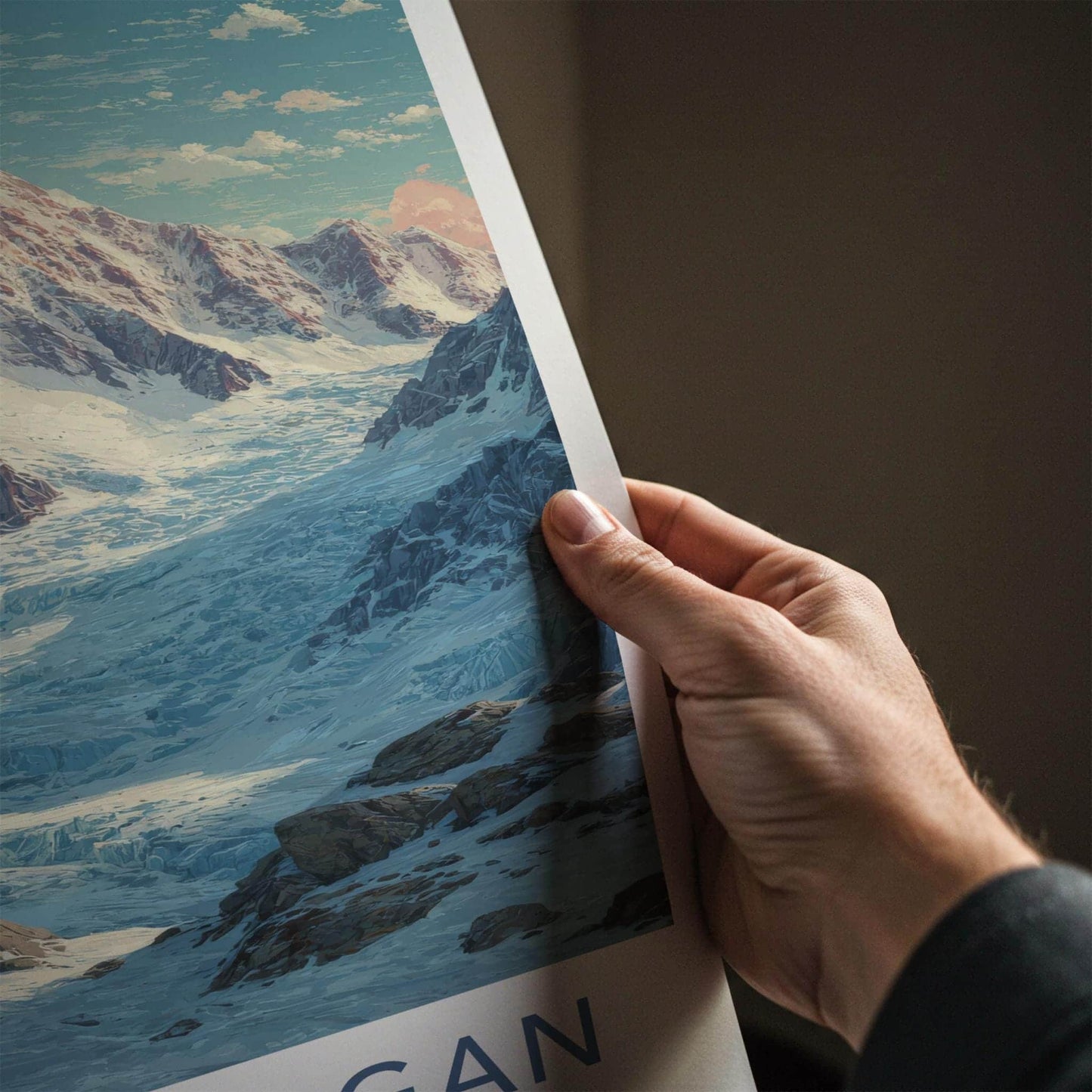 Mount Logan Poster - Canada Travel Art - Massive Snow Glacier Wall Decor