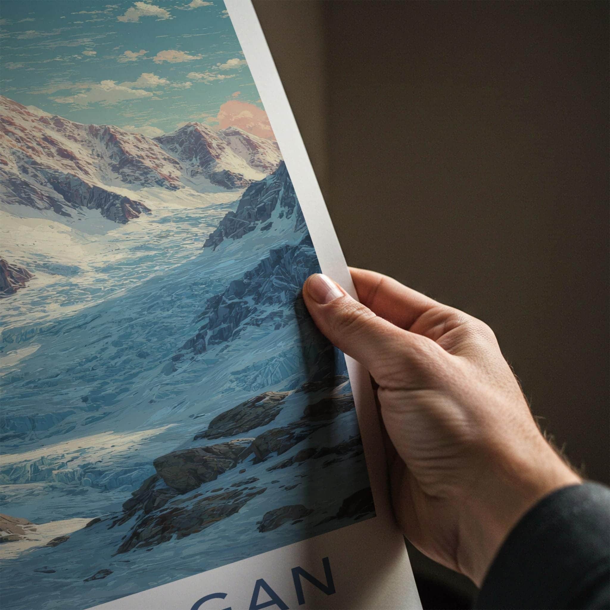 Mount Logan Poster - Canada Travel Art - Massive Snow Glacier Wall Decor