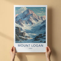 Mount Logan Poster - Canada Travel Art - Massive Snow Glacier Wall Decor