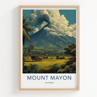 Mount Mayon Poster Philippines Ash Cloud Volcano Gallery Art